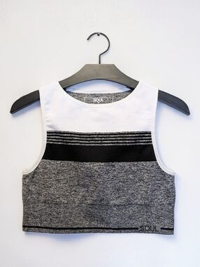 SoulCycle SOUL Cropped Tank Top Black White Colorblock Athletic Medium